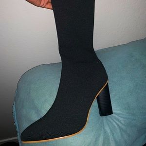 Black sock heels